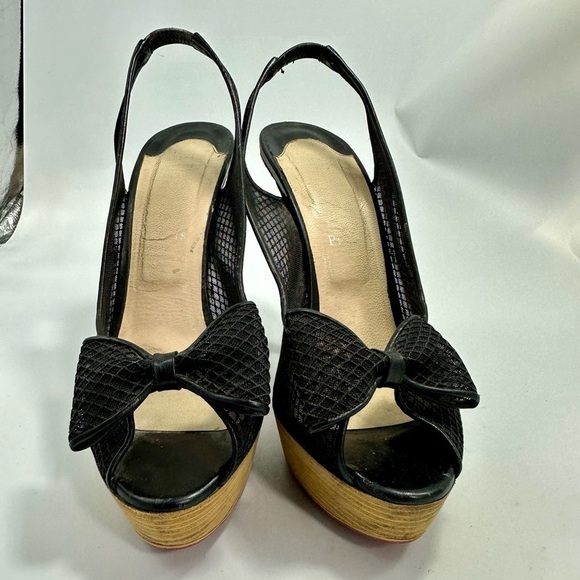 christian louboutin fishnet bow heels size 11.5 - Picture 2 of 14